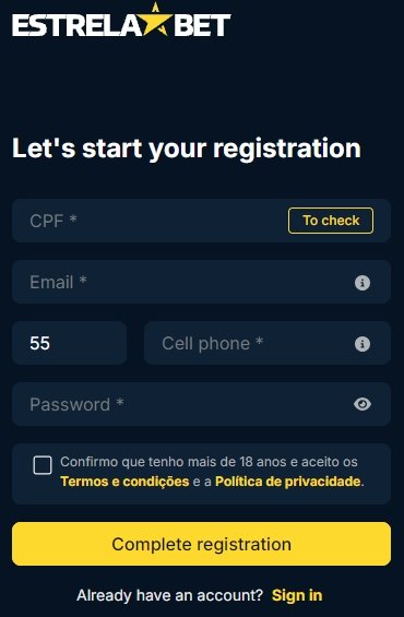 estrelabet sign up